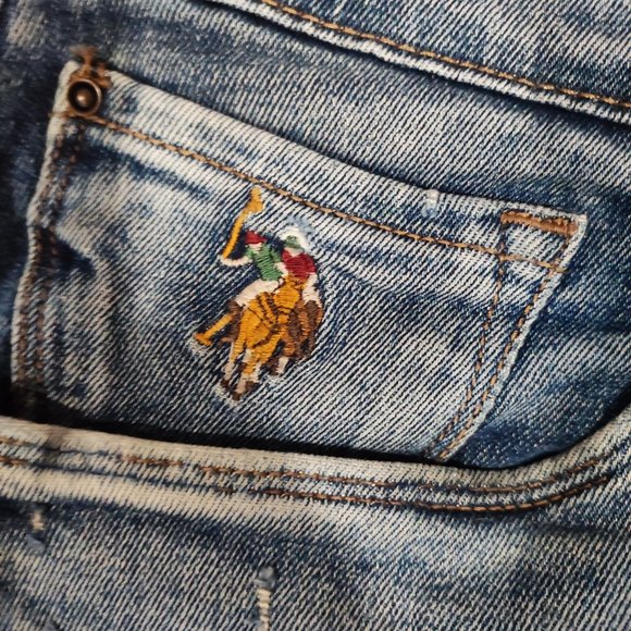 U.S. Polo Assn. jeans denim distressed rips men's size 34 x 29 - Picture 6 of 7